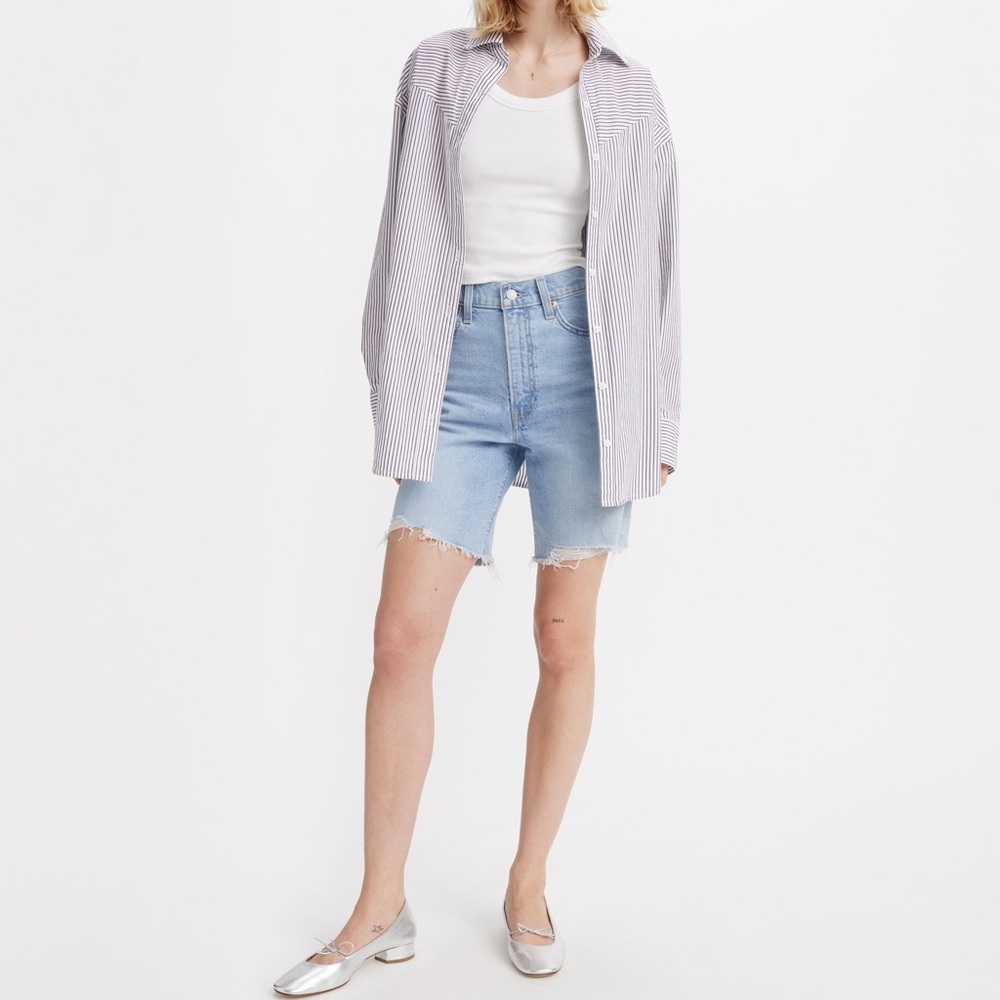 Levi's Premium Ribcage Bermuda Denim Shorts in Burst